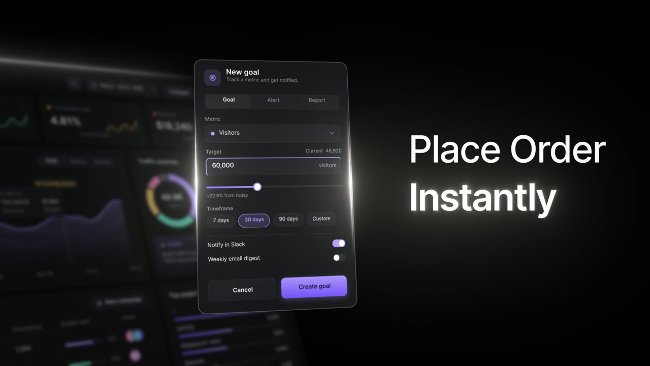 Lumio screen with the text Place Order Instantly