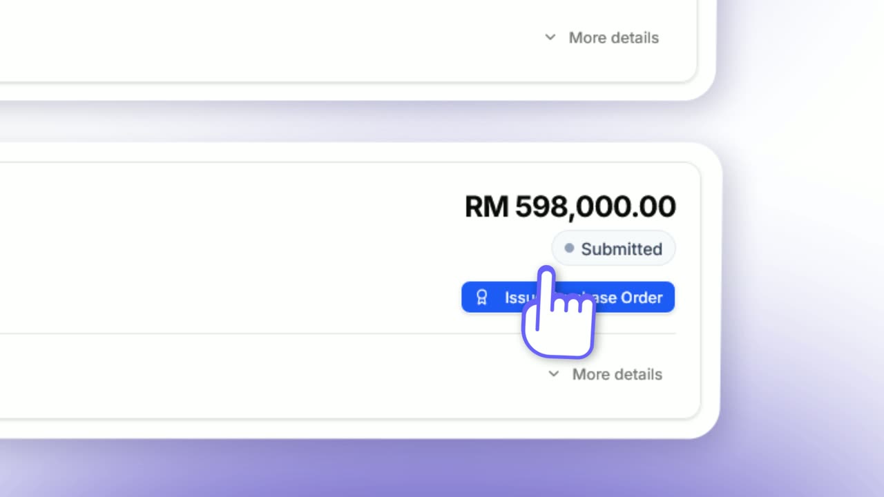 RM 598,000 purchase order card in OpenBid