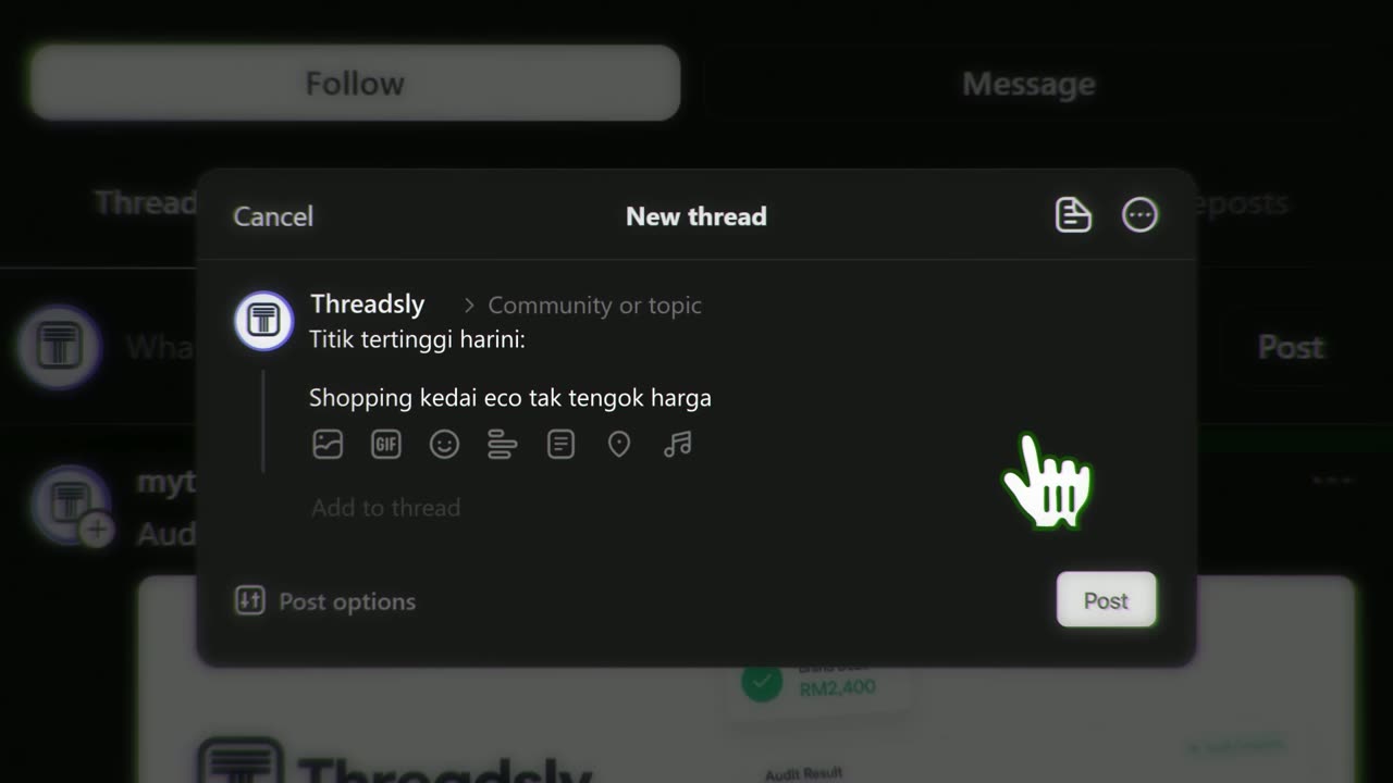 New thread screen in Threadsly